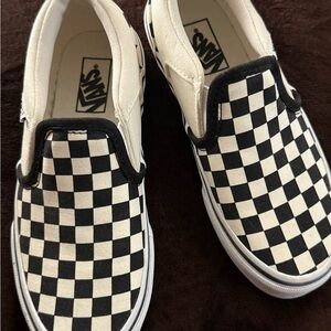 Vans Kids Checkerboard Slip-On Shoes - Black and White